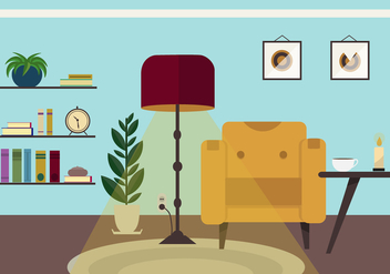 Free Retro Vector Livingroom - vector gratuit #413591